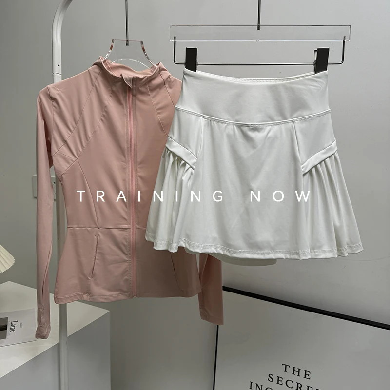 

Sun protection clothing sports suit for women in summer outdoor tennis badminton fitness clothing high-value yoga quick-drying