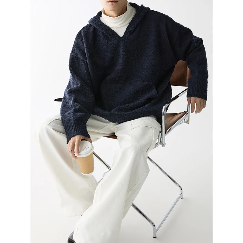 เสื้อฮู้ดแบบยูนิเซ็กซ์ |   เสื้อสเวตเชิ้ตมีฮู้ดทรงหลวม ผ้าถักนุ่มสบาย สไตล์เรโทรลำลองอเนกประสงค์ ให้ความอบอุ่นในฤดูใบไม้ร่วงและฤดูหนาว