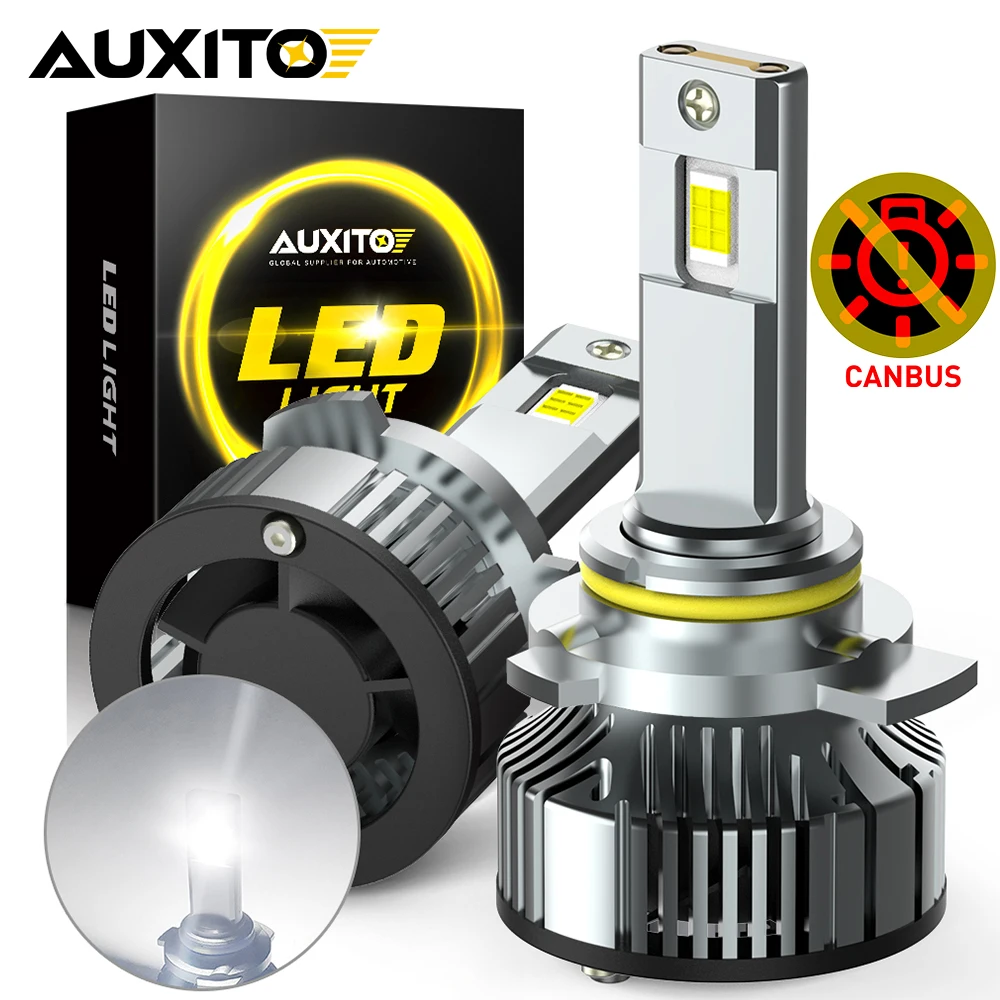 AUXITO 2Pcs Canbus H4 LED Headlights 25000LM 100W 9003 HB2 LED High and Low Beam Super Bright Auto Lights Turbo Led Lamps 6500K