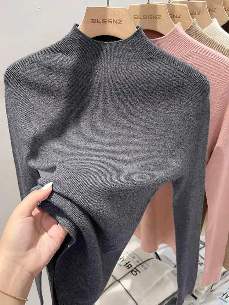 المرأة الخريف الشتاء الصوف الناعم محبوك irt f عالية طوق الأبيض ملابس داخلية سليم صالح متوسطة طوق سترة قاعدة طبقة أعلى #5