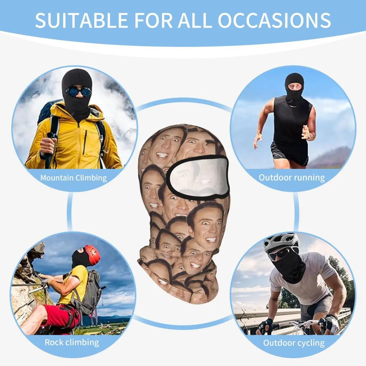 Nicolas Cage Meme Breathable Thin Balaclava Full Face Mask Sun Protection Neck Gaiter For Motorcycle Cycling - view 6
