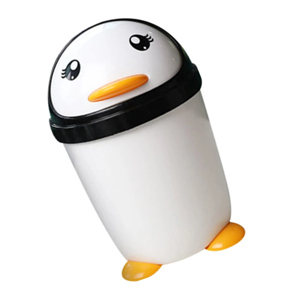 

Creative Penguin Trash Can Large Capacity Car Desktop Kids Bathroom Waste Bin Mini Garbage Container Stylish Design