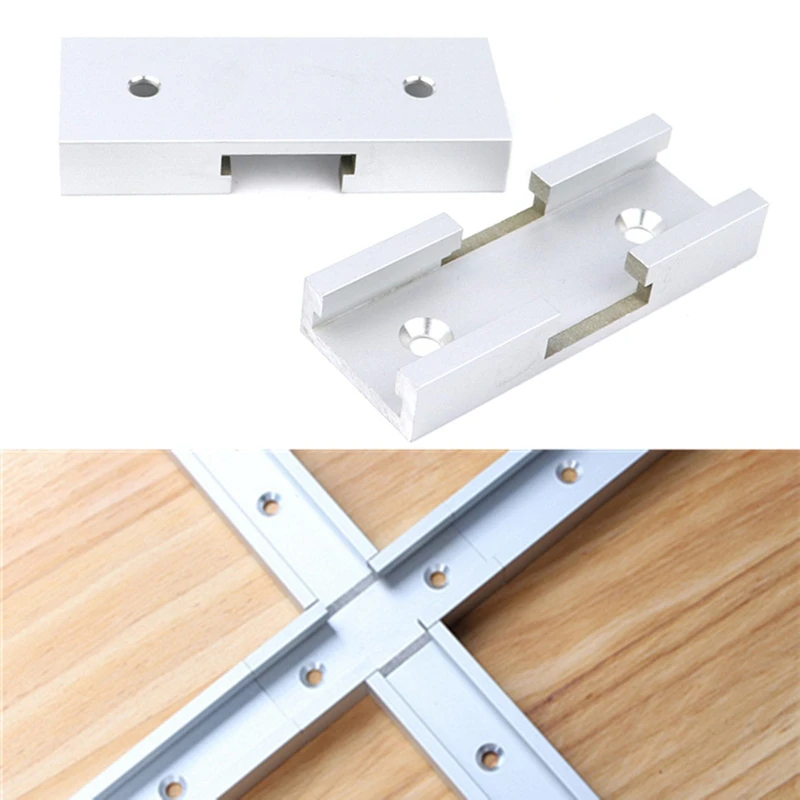 อลูมิเนียม T-Track Cross เชื่อมต่อชิ้นส่วนไม้ T-Slot Miter Track Jig พร้อมสกรูช่างไม้งานไม้เครื่องมือ