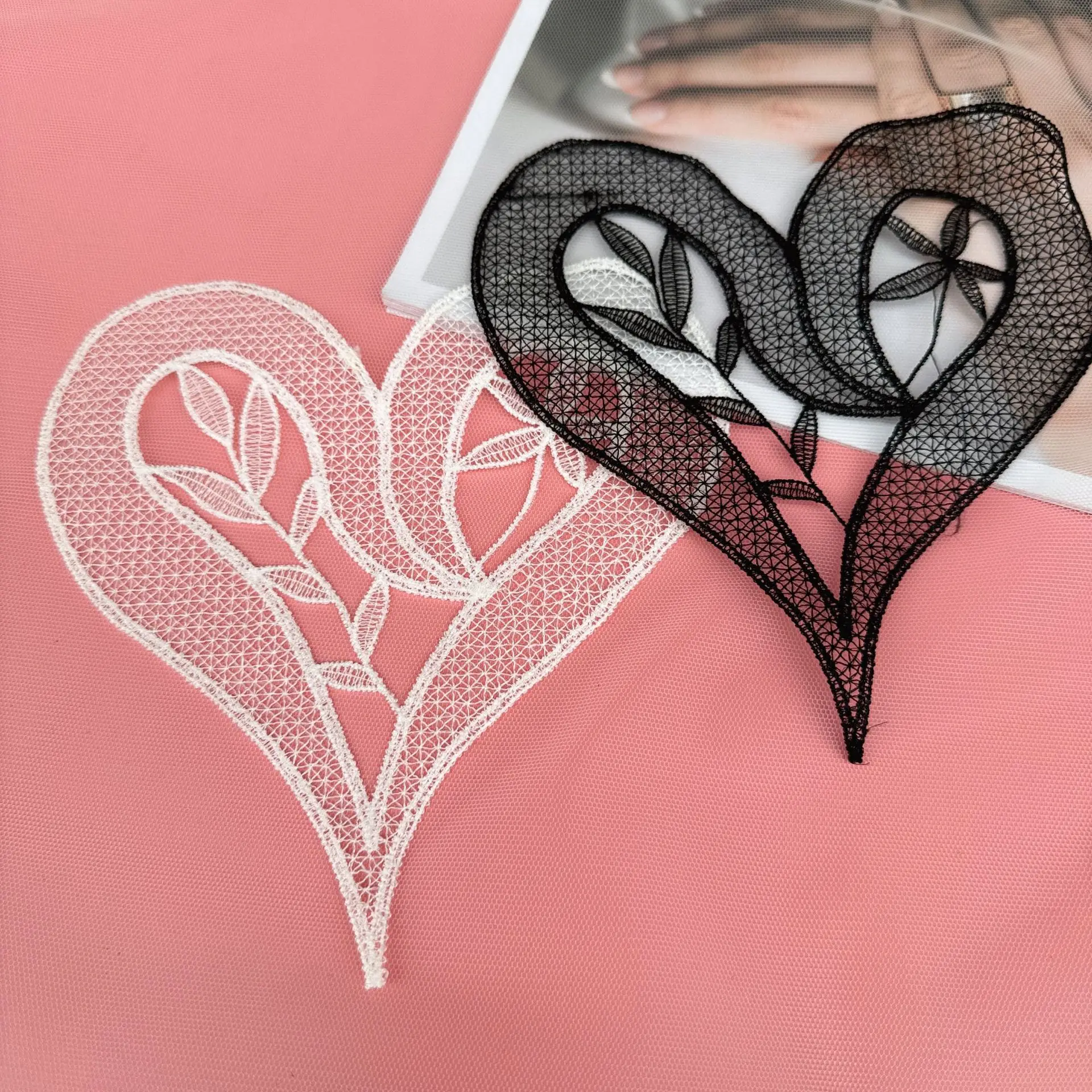 Aplique de Renda Vazada com Bordado para Adorno de Cabelo, Material DIY e Acessórios para Vestido de Noiva