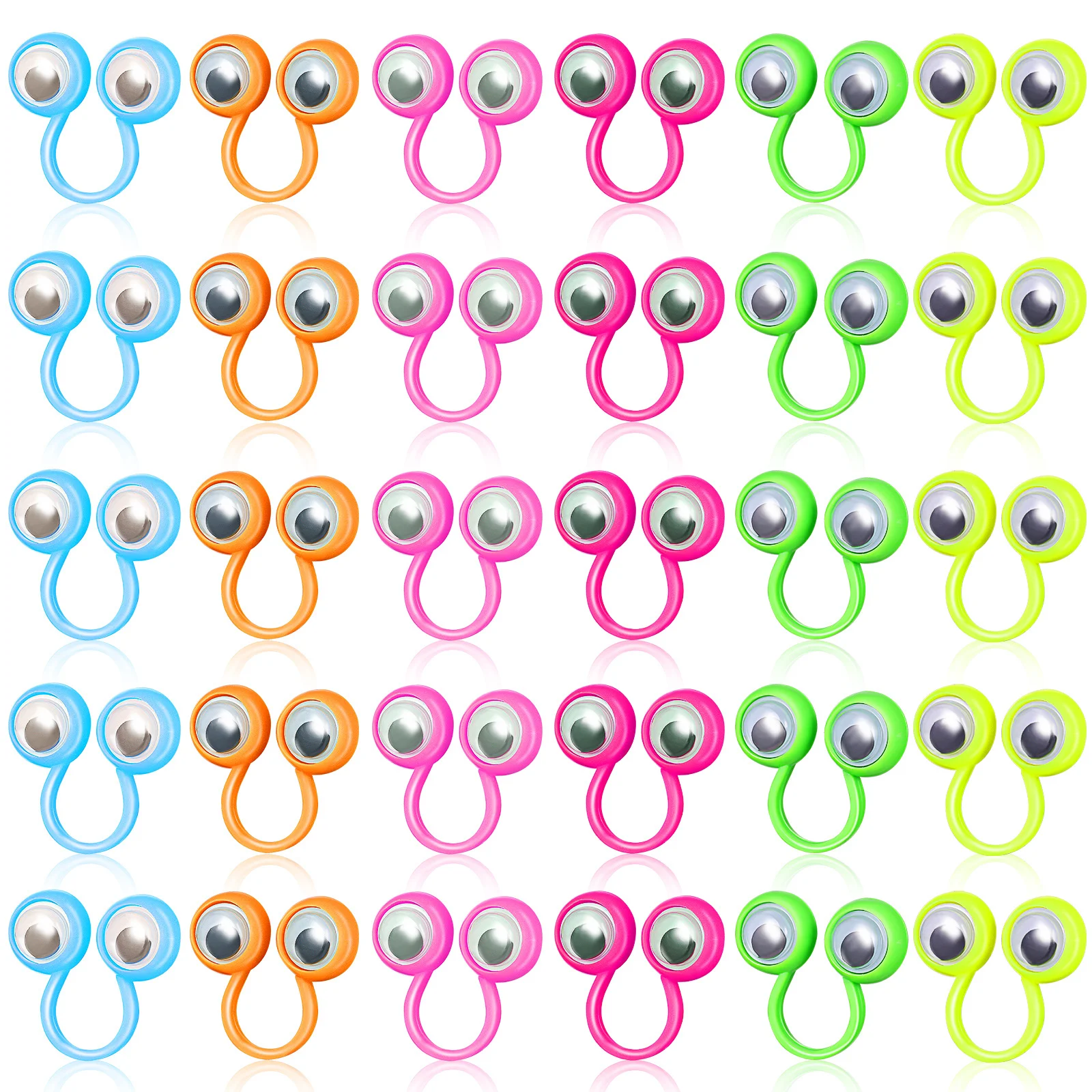30Pcs Eyeball Finger Rings Colorful Rotate Big Eyes Finger Ring Puppets Creative Learning Kids Party Favor Gifts Interactive