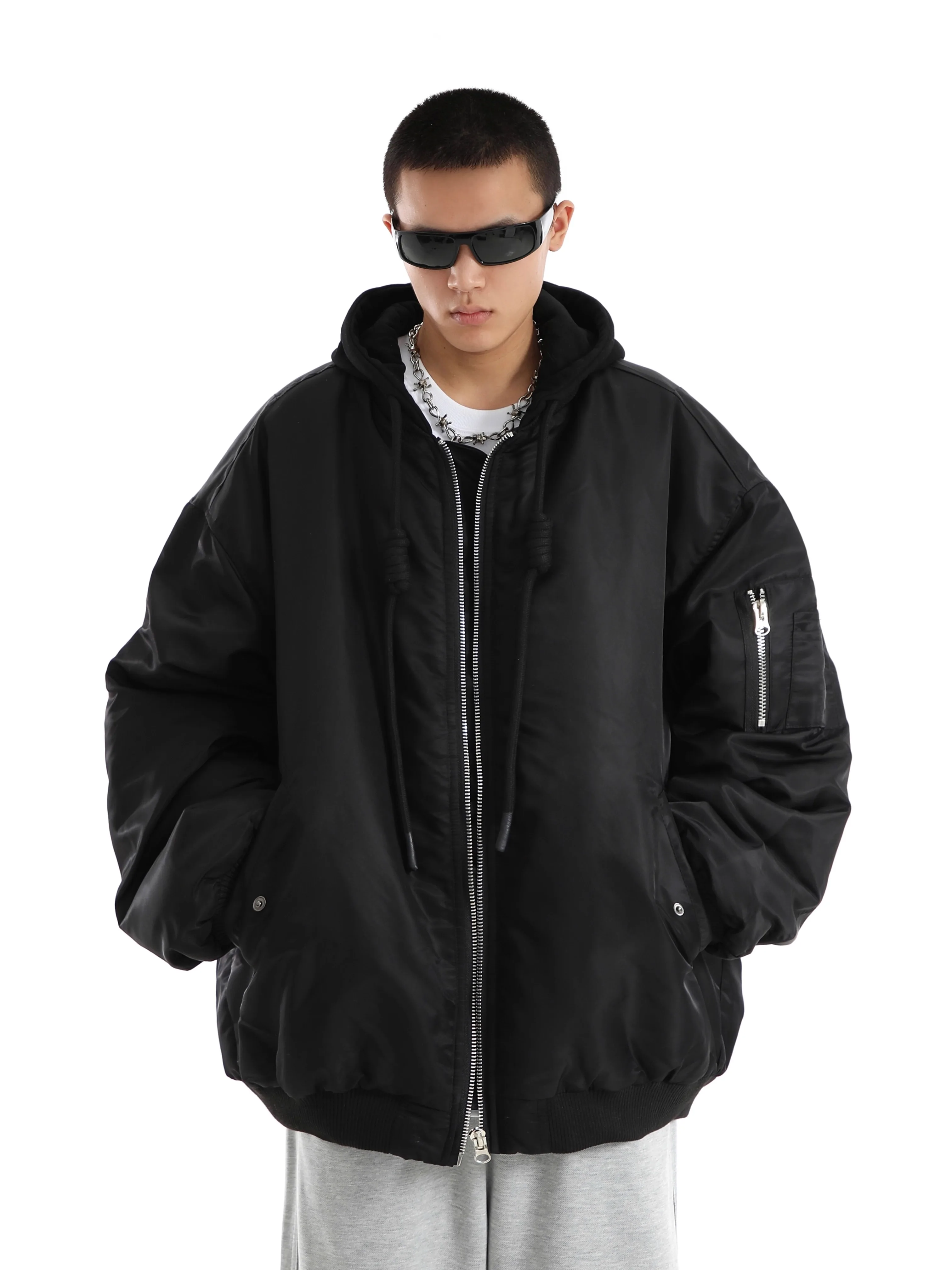 American Oversized Hooded Baseball Jacket Cotton Men's Winter 2025 New Loose and Thick Cotton Coat