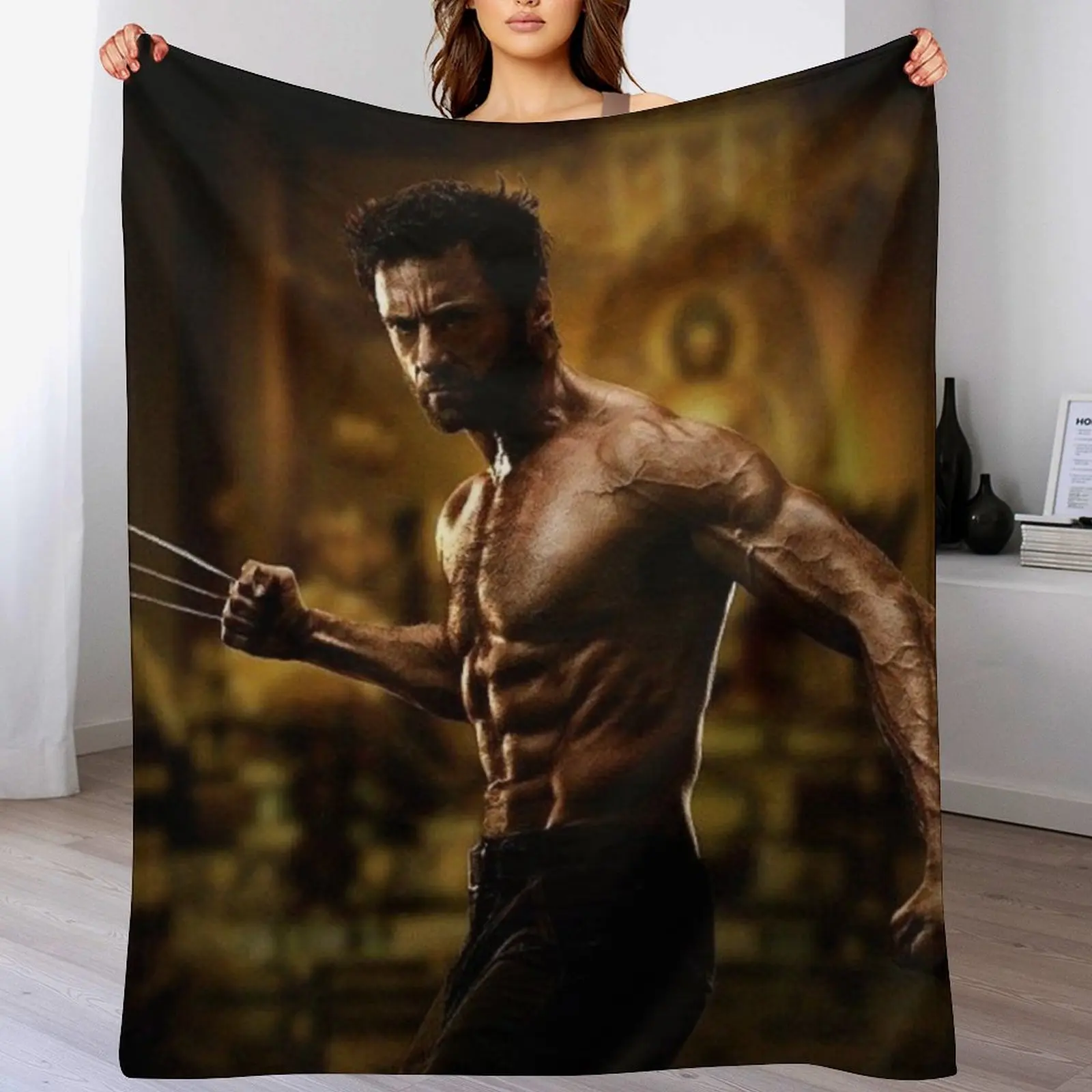 hugh jackman Throw Blanket Flannel Fleece Soft Warm Throw Blanket
