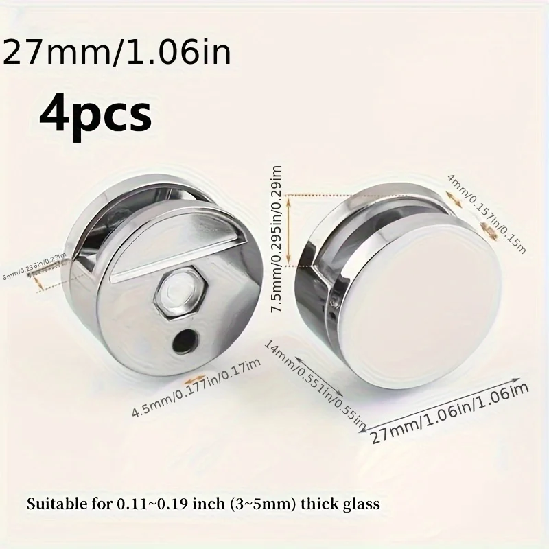 

4pcs Glass Clamp Bathroom Mirror Clips Zinc Alloy Glass Clip Shelf Support Brackets Holder Easy Installation With Screws