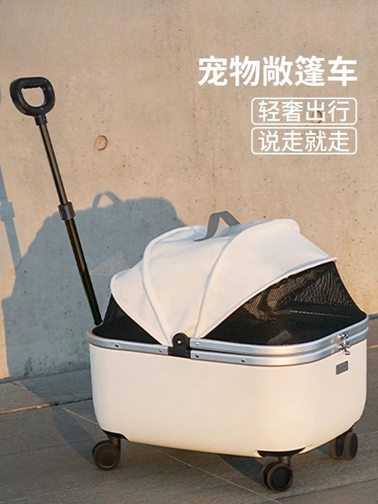 Pet cart dog cat travel trolley large cat bag going out trolley case large space small dog travel