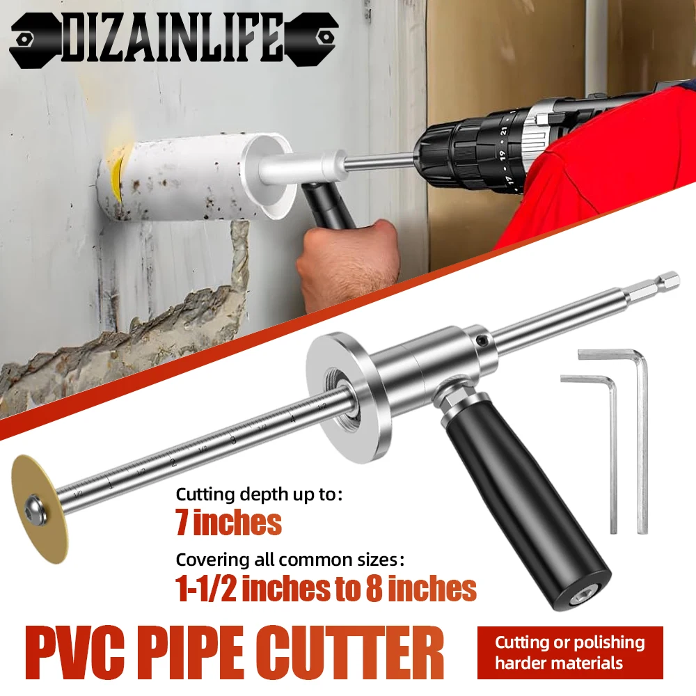 

Inside Pipe Cutter 1-1/2 Inch To 8 Inch Hex PVC Plumbing Inside Cutter Adjustable Cutting Depth Blade Plumbing Repairing Tools