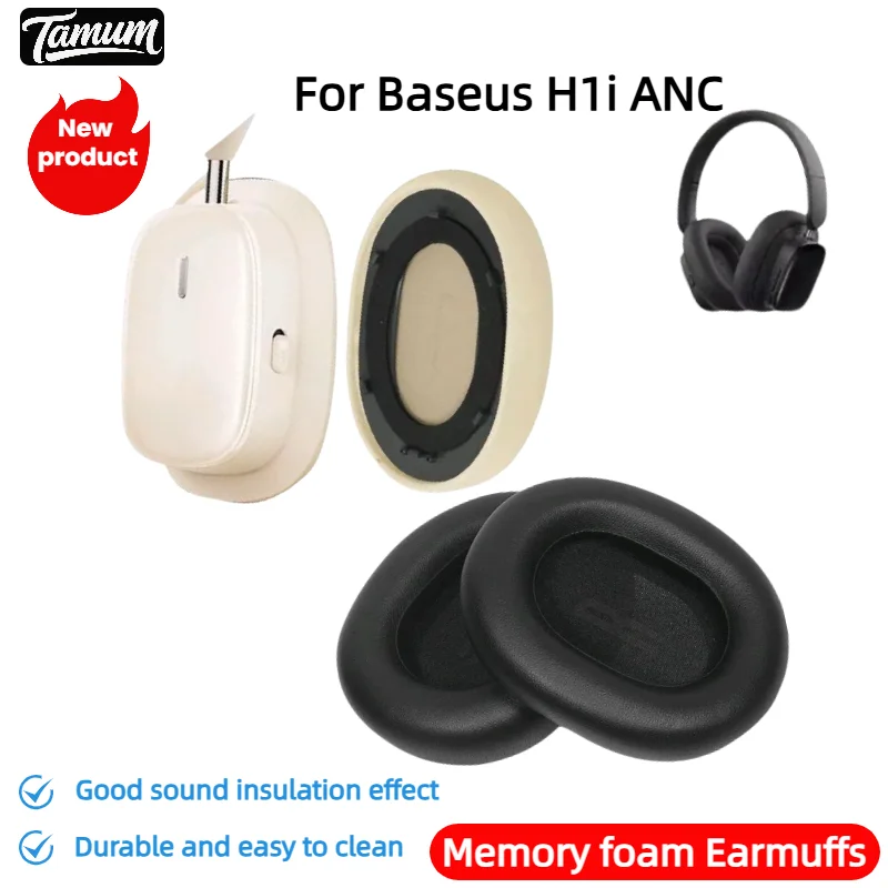 

TAMUM Replacement foam Ear Pads pillow Cushion Cover for Baseus H1i ANC Gaming Headphone Headset EarPads
