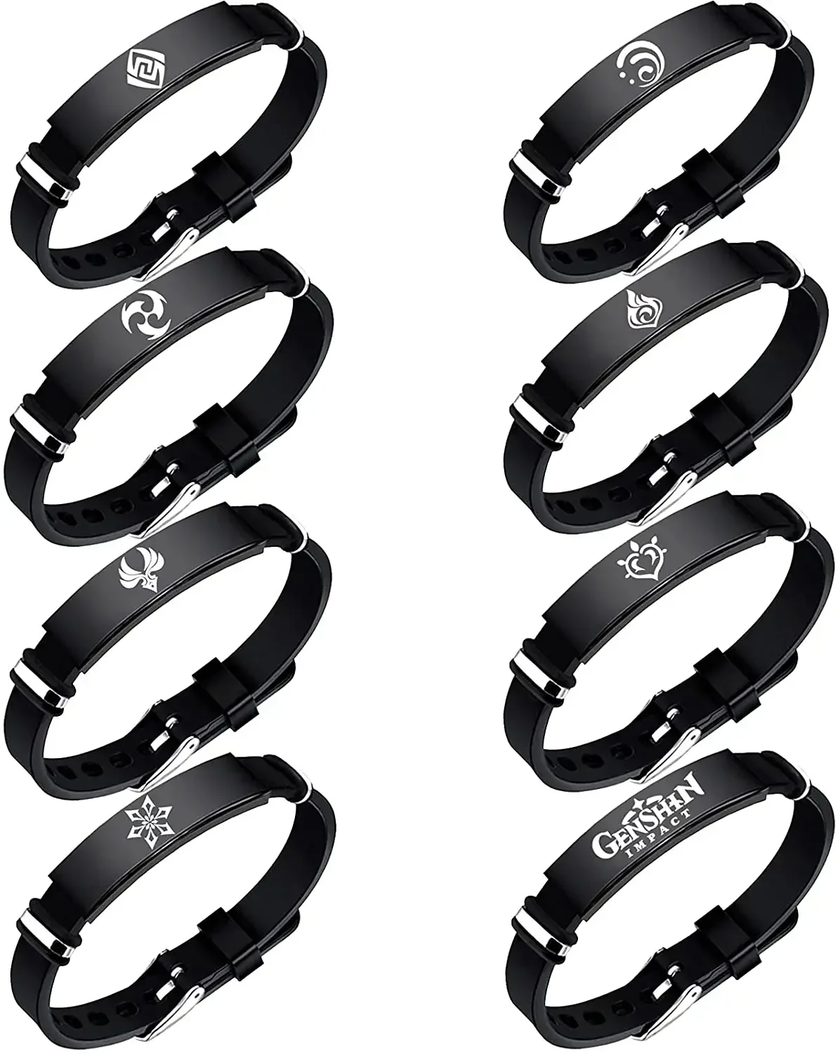 

Genshin Impact Bracelet 8Pcs Genshin Impact Cosplay God's Eye Element Silicone Bracelets Sets for Men Women