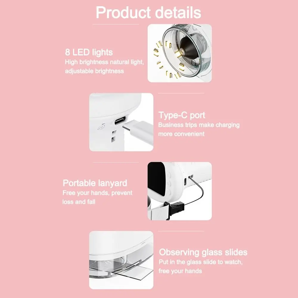 Durable 1000X Handheld Microscope Mini 2.4 Inch Screen Digital Microscopes Rechargeable Children Exploration Microscopes Gifts