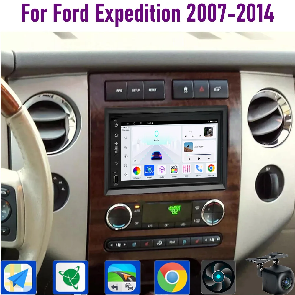 

GPS 7" For Ford Expedition 2007-2014 CarPlay Android 15 Car Radio WIFI Multimedia Player Head Unit Google Map Camera 4GB+64GB