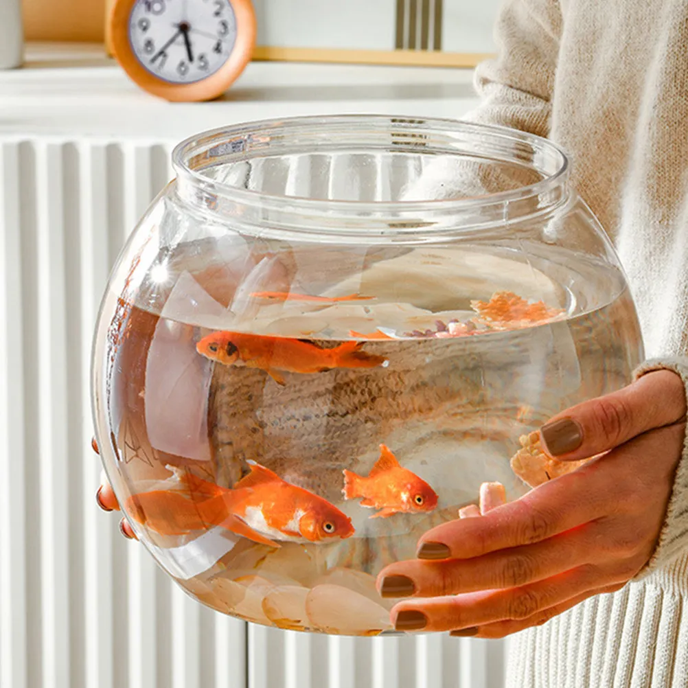 

Набор из 2 прозрачных пластиковых круглых настольных аквариумов для золотых рыбок, декор для комнаты, офиса, кабинета, микро-аквариум