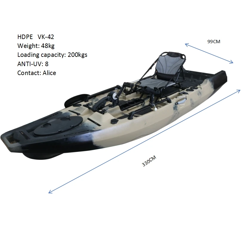 Vicking Electric HDPE Motorized Pedal Fishing Kayak Single Person 220kg Capacity 3.1-4m Length High Stability For Lakes & Rivers
