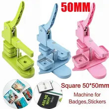 Geladeira forte ímã fazendo crachá quadrado botão fabricante 50x50mm em branco pino botão crachá metal plascit diy arte artesanato máquina