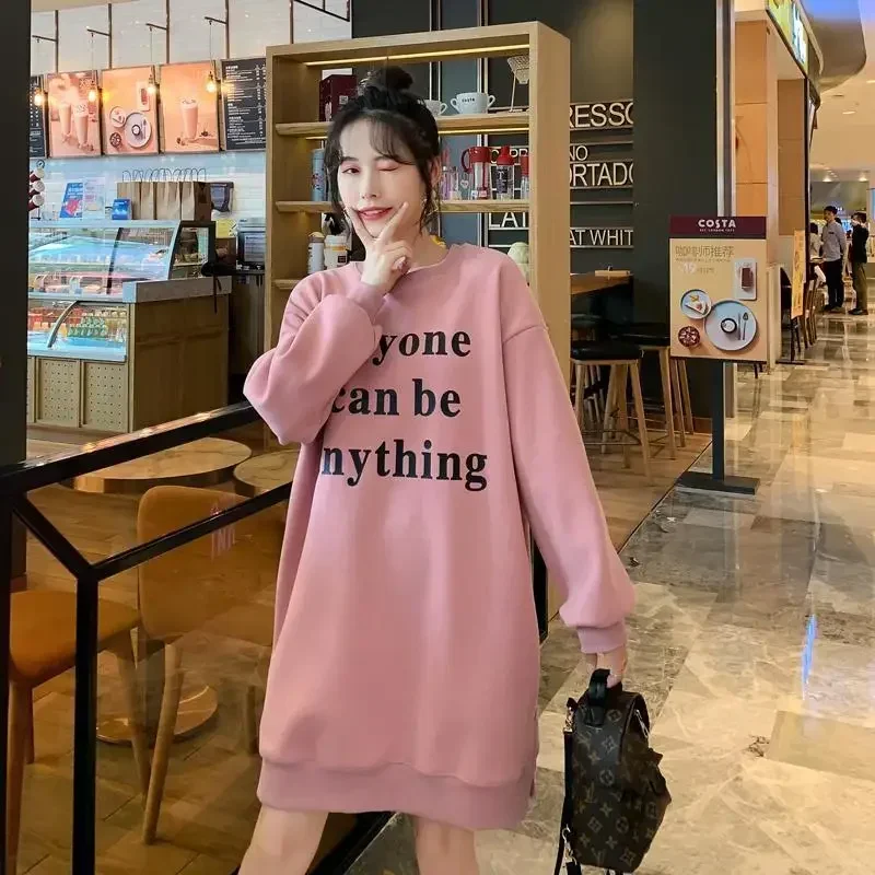 Baggy Loose Text Women\'s Sweatshirts Letter Printing Female Top Korean Y2k Vintage On Promotion 2000s Matching Casual Pullovers