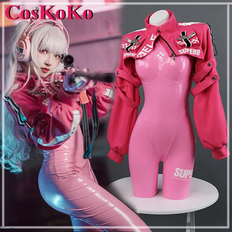 

CosKoKo Alice Cosplay Anime Game NIKKE Costume Nifty Sweet Pink Combat Uniform Halloween Carnival Party Role Play Clothing XS-L