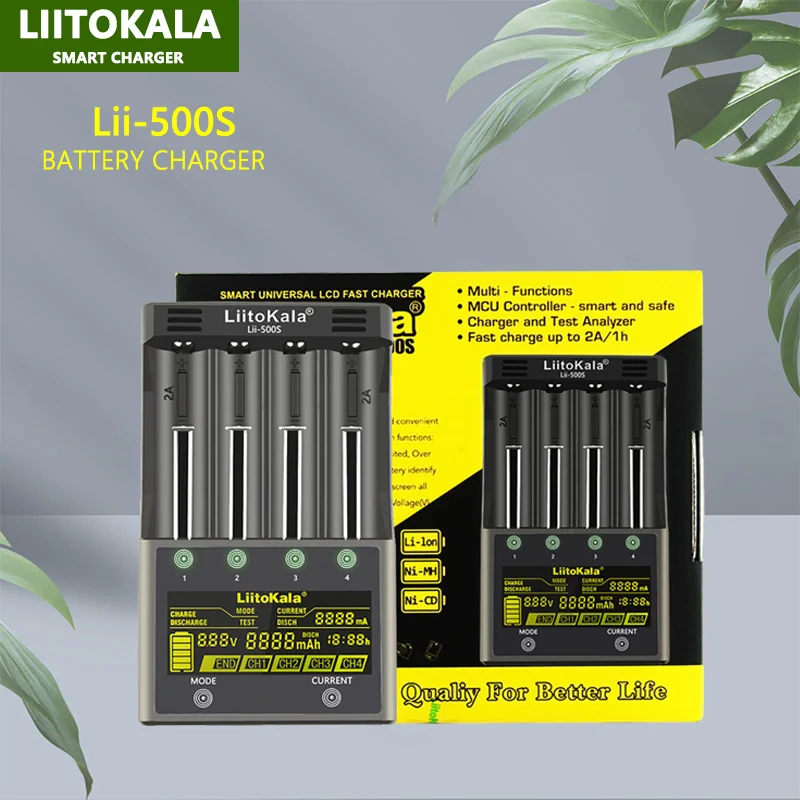 LiitoKala Lii-S12 Lii-S8 Lii-PD4 Lii-PD2 Lii-500S 3.7V 18650 18350 Battery Charger Auto-Polarity Detect 26650 21700 1.2V AA AAA