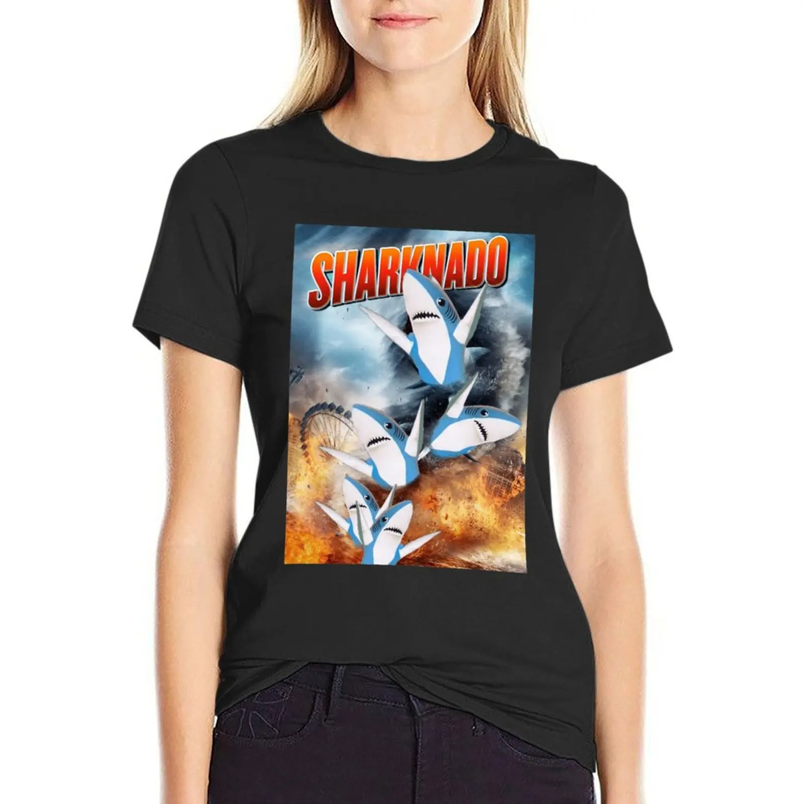 memenado Sharknado T-Shirt graphics Short sleeve tee new edition tshirts woman