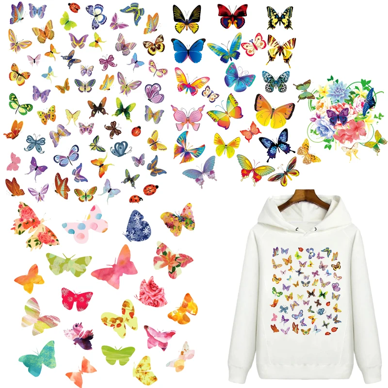 Butterfly Applique Fabric Patches for Kids Stickers Thermal Clothes Iron-on Transfers for Clothing Diy Thermoadhesive Patch Art