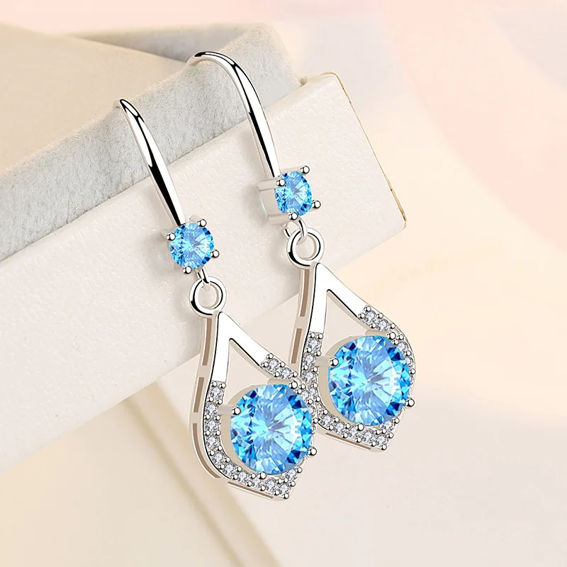 925 Sterling Silber Ohrringe mit Zirkonia-Kristall Blumen-Ohrringe Charm-Schmuck für Frauen Geschenk Verlobung Hochzeit Feiner Schmuck