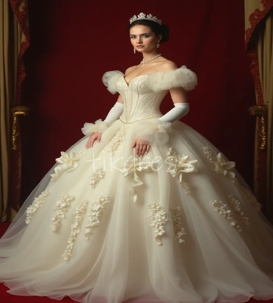 

Princess Victorian Gatsby Wedding Dress Gypsy Off Shoulders Ball Gown Country Rustic Bride Dress Lace Garden Bridal Customized