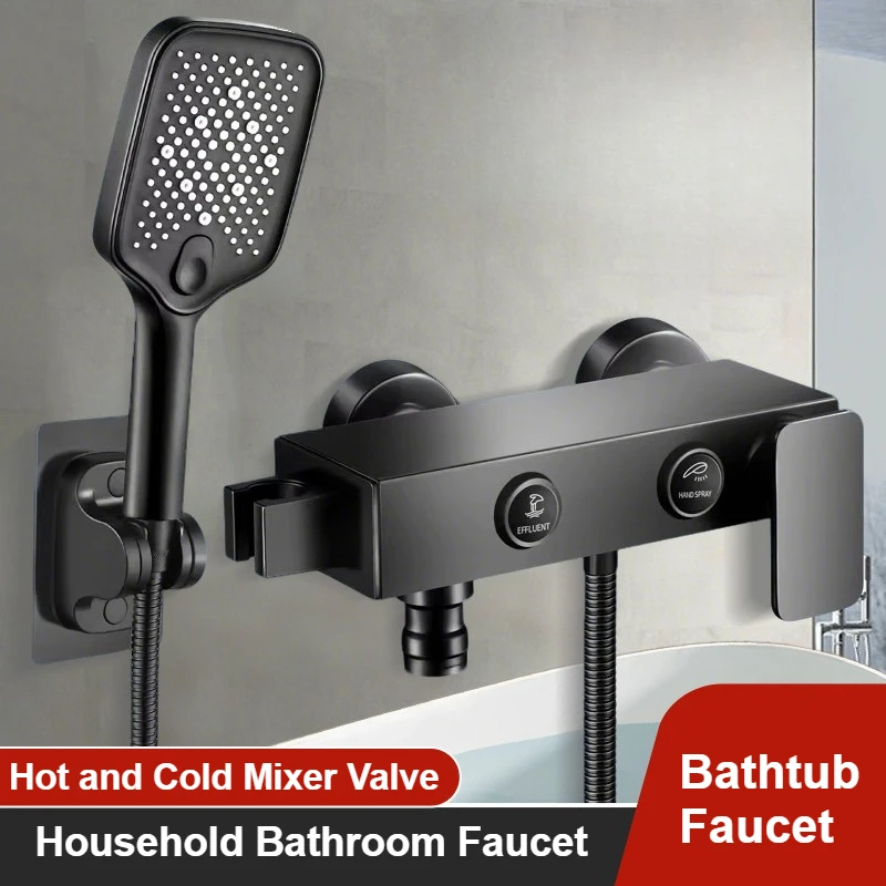 

Simple Mixing Valve Bathtub Faucet Bathroom Cold and Hot Water Faucet for Bathtub Pressure-enhanced Shower Head Set