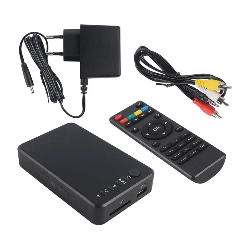 4K Media Player Auto Loop Playback -Compatible VGA AV Output U Disk Hard Disk Video Advertising Player Box-EU Plug