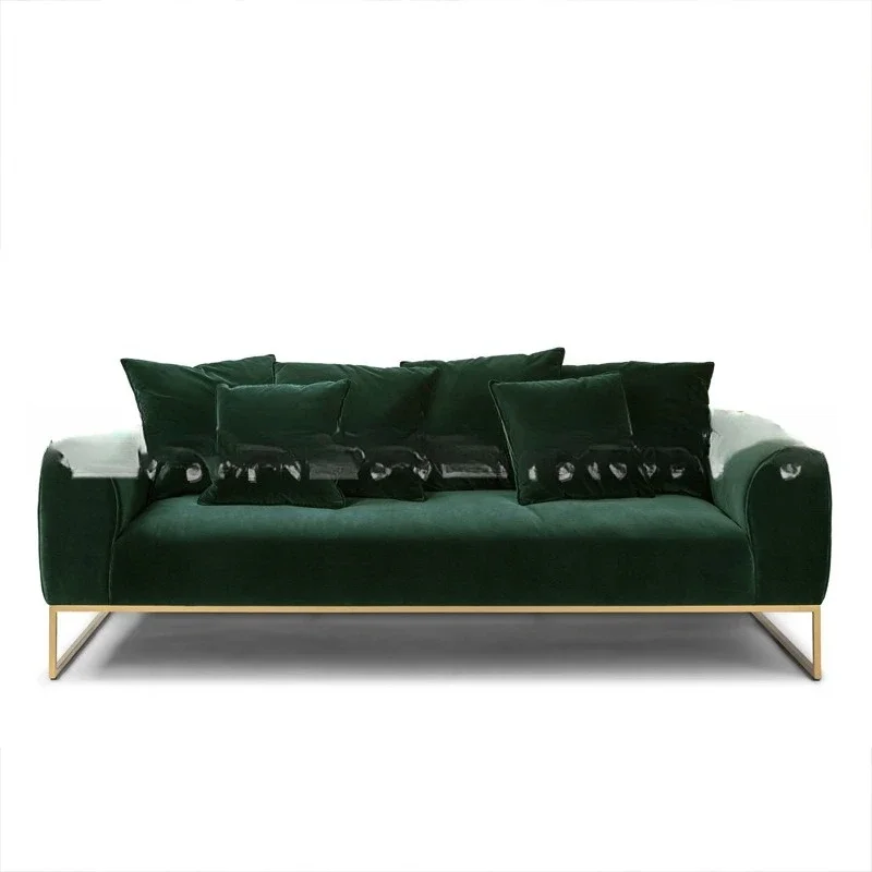 

Modern simple fabric sofa furniture living room stainless steel sofa combination hotel model room negotiation sofa