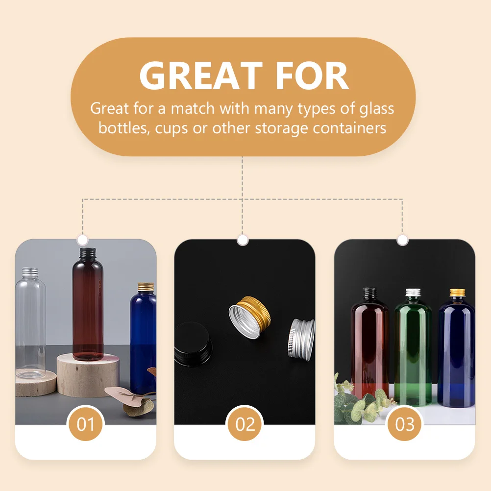 

50Pcs Leak-Proof Thread Lids Reusable Aluminum Bottle Caps Household Jar Lids Flexible Leak-Proof Bottle Accessory