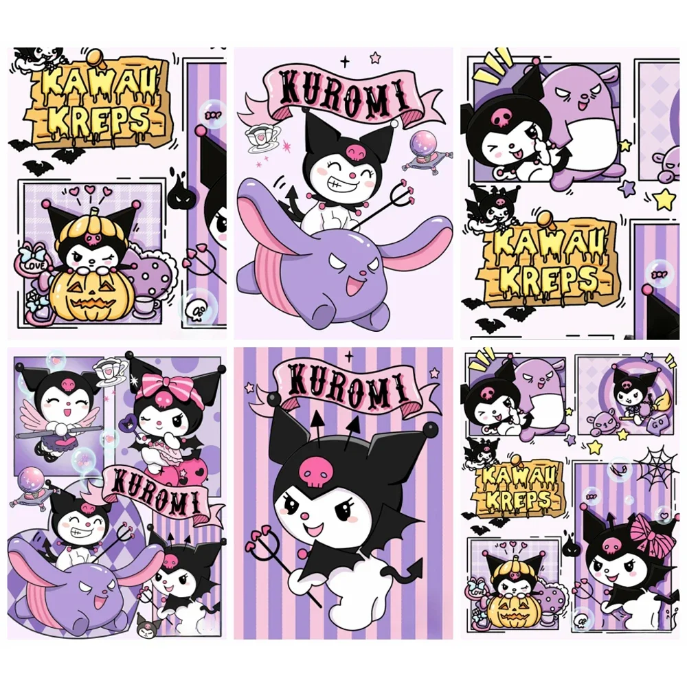 

Sanrio мультфильм алмазная живопись Куроми 5D DIY полная круглая дрель мозаика вышивка ручной работы домашний декор 30x40 см