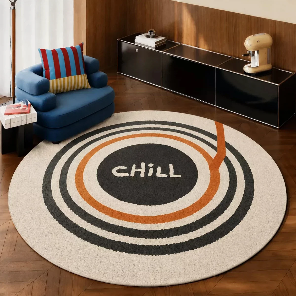 Round Rug for Living Room Carpet Vinyl Record Patterned Rugs Coffee Tables Floor Mat Washable Bedroom Mats Круглый Ковёр Tapete