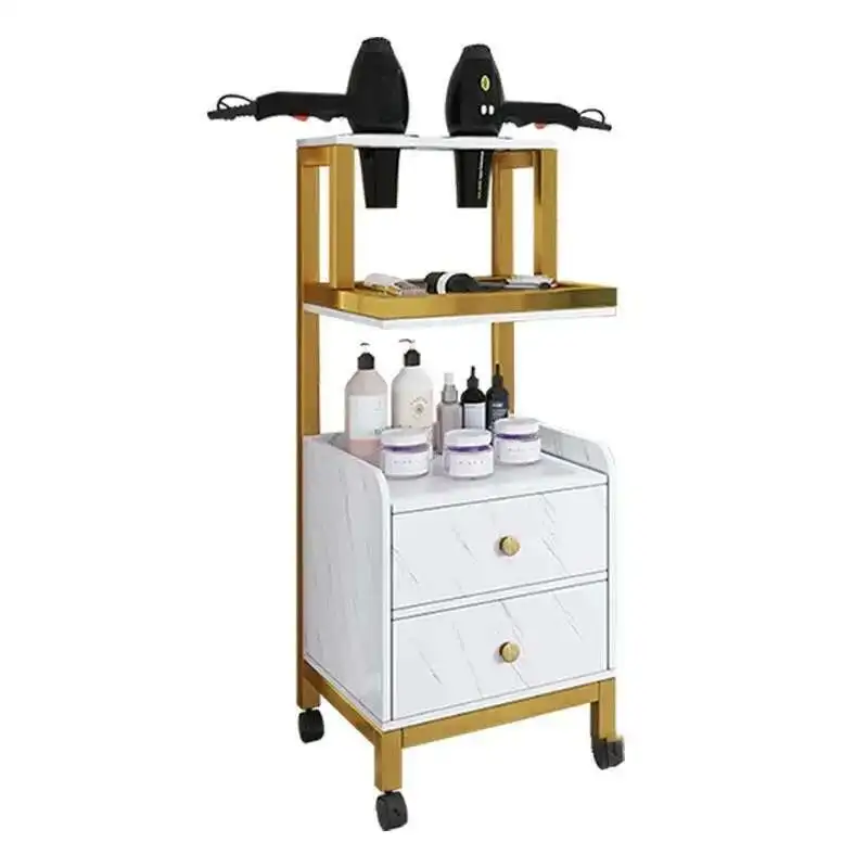 

light Luxury Salons Trolleys Beauty Salon Hair Salon Tool Trolley Creative Salon Furniture Multi-layer Storage Rack with Wheels