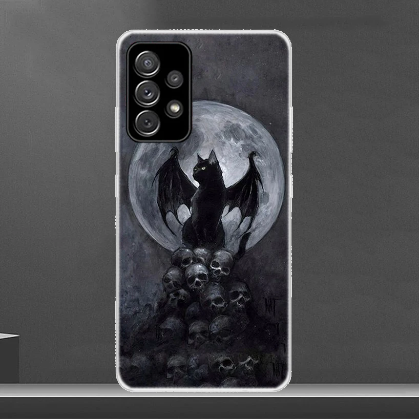 Coque de téléphone avec motif de sorcière et chat pour Samsung, étui coloré et mignon pour Galaxy S24 S22 S23 Ultra S20 FE S10 S21 Plus S10E S9 S8 +