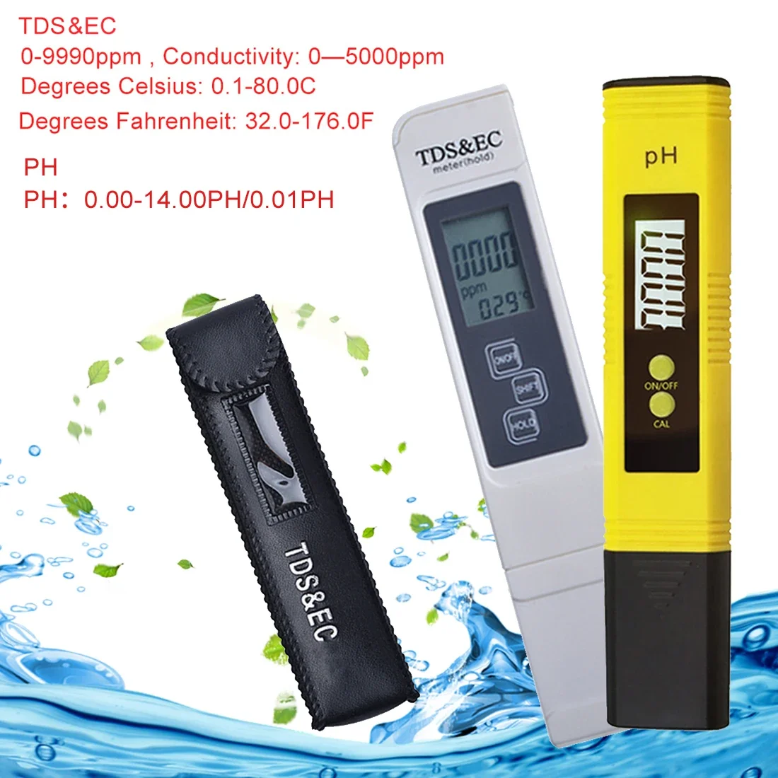 Medidor de pureza de agua TDS EC LCD Digital portátil, medidor de filtro, pluma probadora de temperatura para acuario, piscina, tanque, estanque de peces Tangki