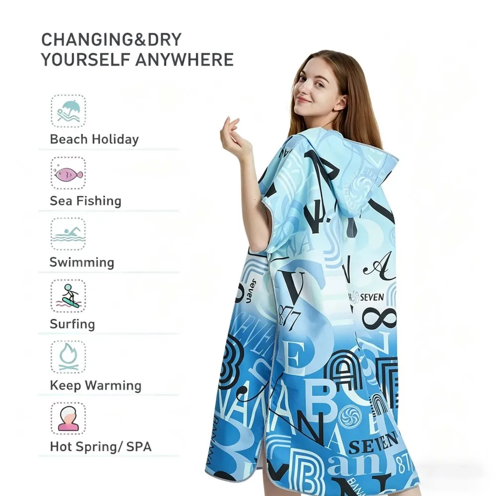 

Surf Poncho Towel Poncho Quick-Dry Towel Hoodie Microfiber Beach Robe Changing Poncho Swim Towel Beach Poncho For Adults