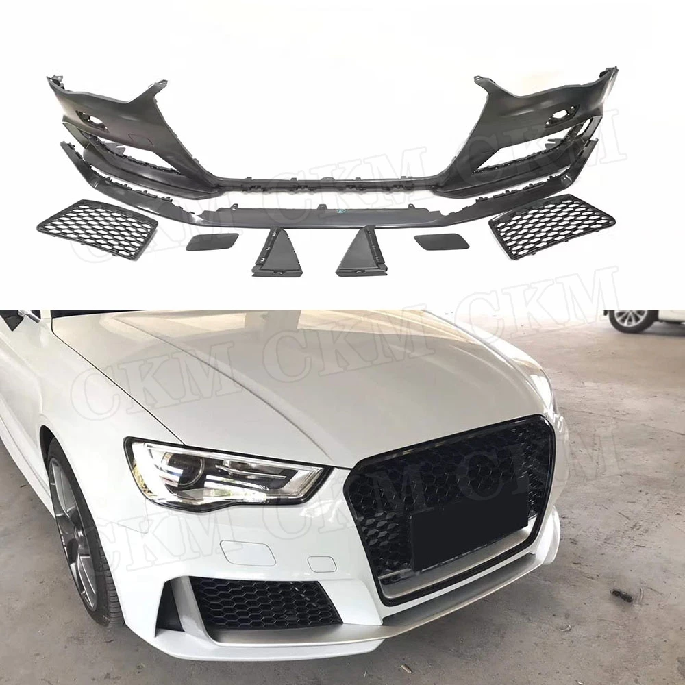 Front diffuser spoiler PP Material Wide Body Kit for Audi A3 S3 RS3 Style 2014-2016