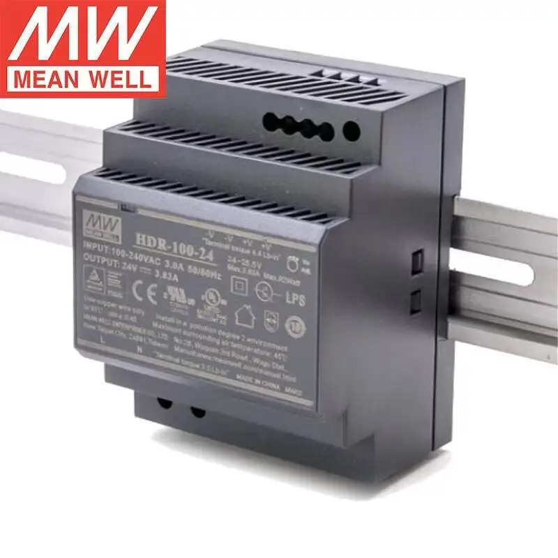 

MeanWELL HDR-100-24 24V 3.83A 92W Single Output Industrial DIN Rail Power Supply Brand New Original Authentic AC-DC Factory