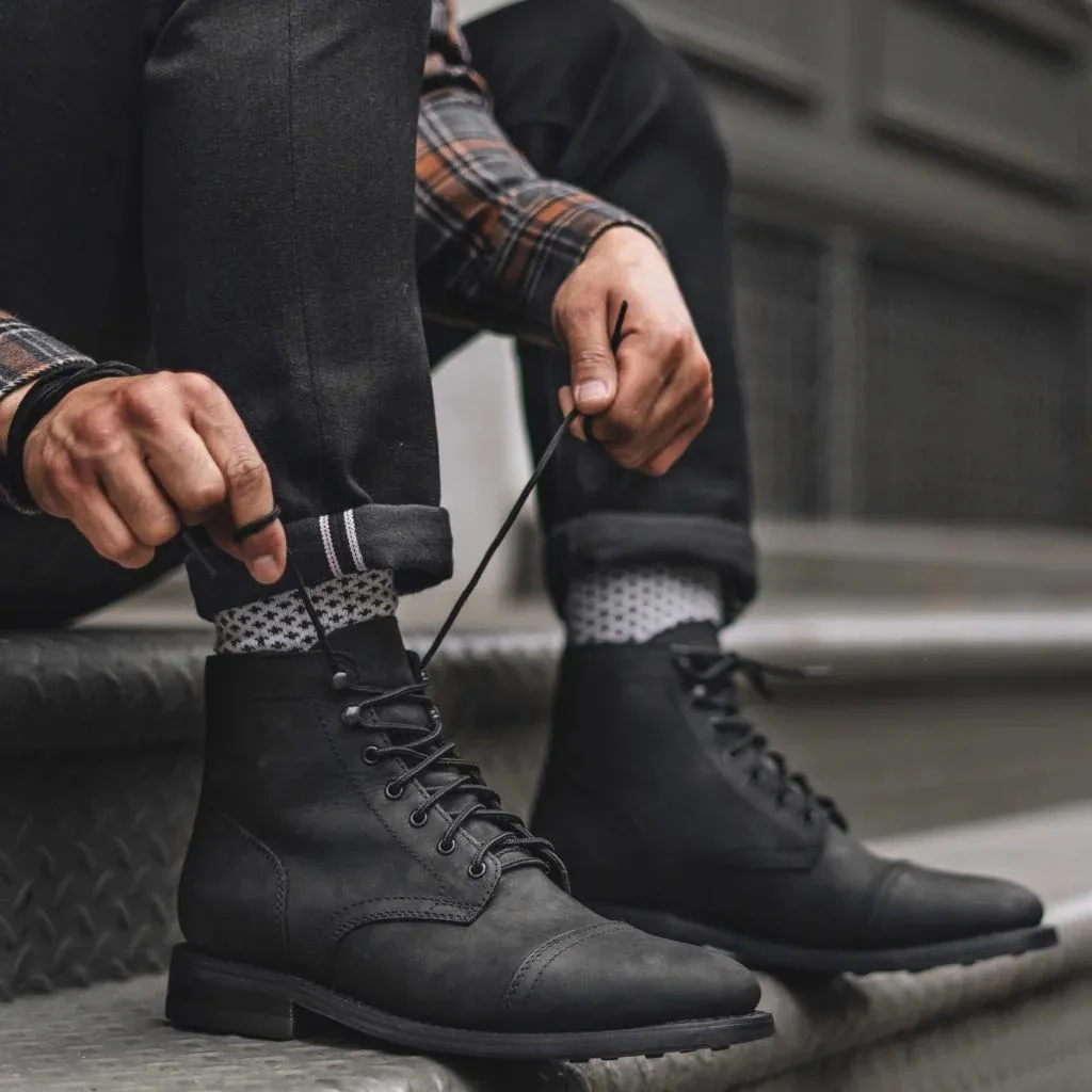 

Retro Renaissance Cosplay Round Toe Workwear Martin Boots High-top Motorcycle Shoes High-quality Black Lace-up Matte Men's Shoes