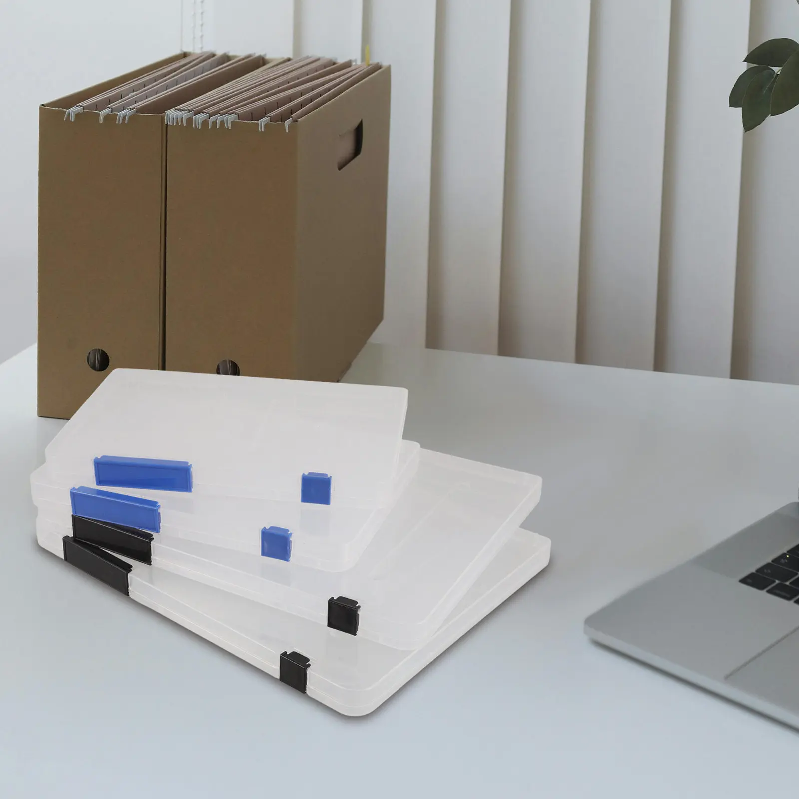 4Pcs File Storage Box Transparent A4 A5 Document Organizer Thickened Plastic Office Folder Buckle Paper Holder Magazine File Box