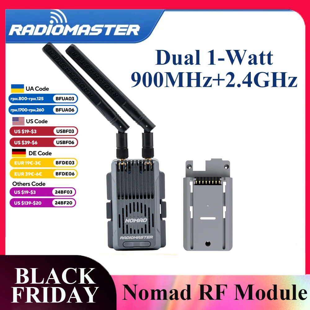 In Stock Radiomaster Nomad 2.4GHz 900MHz Dual Band RF Module Dual 1000mW Dual band Gemini ELRS FCC Nano/Micro Module Adapter