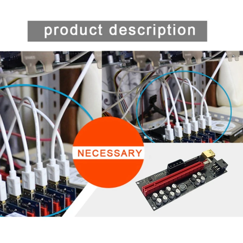 2 قطعة VER018 Plus PCI-E بطاقة الناهض PCIE X1 إلى X16 USB 3.0 SATA كابل الطاقة الناهض محول لبطاقة الرسومات GPU التعدين