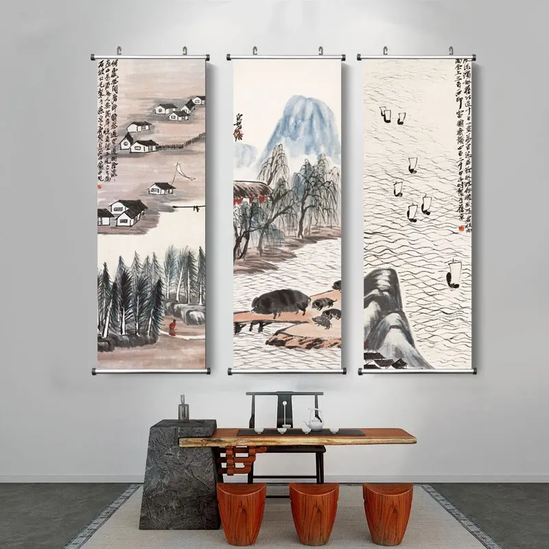 Zen Abstract Traditional Chinese Style Qi Baishi Wall Art Canvas Painting Poster Picture Print For Office Living Room