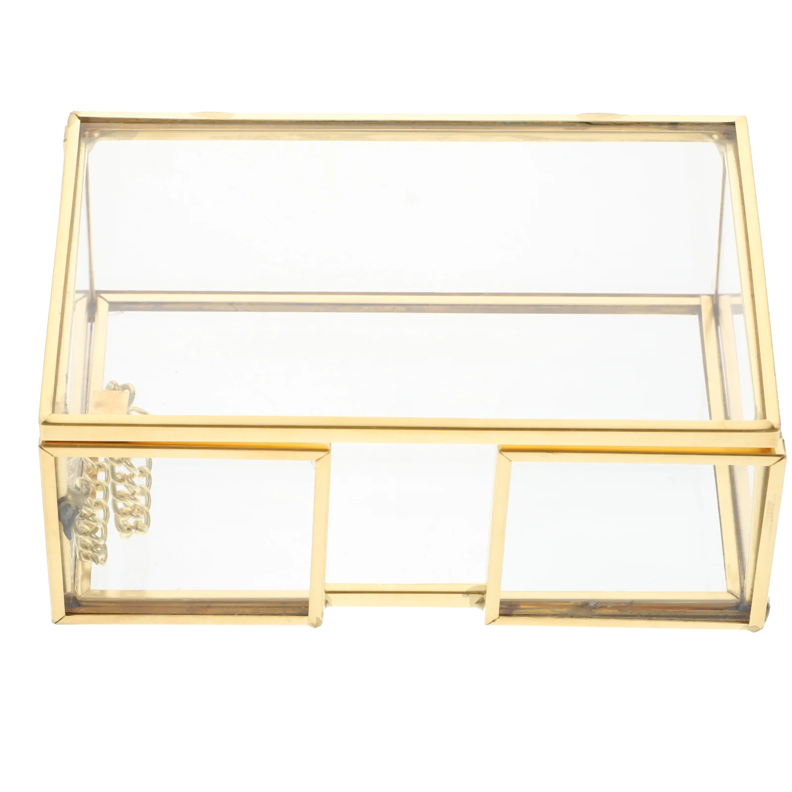 

1Pcs Copper Metal Business Card Holder Transparent Clear Storage Box for Office Desktop Organizer Glass Storage Box