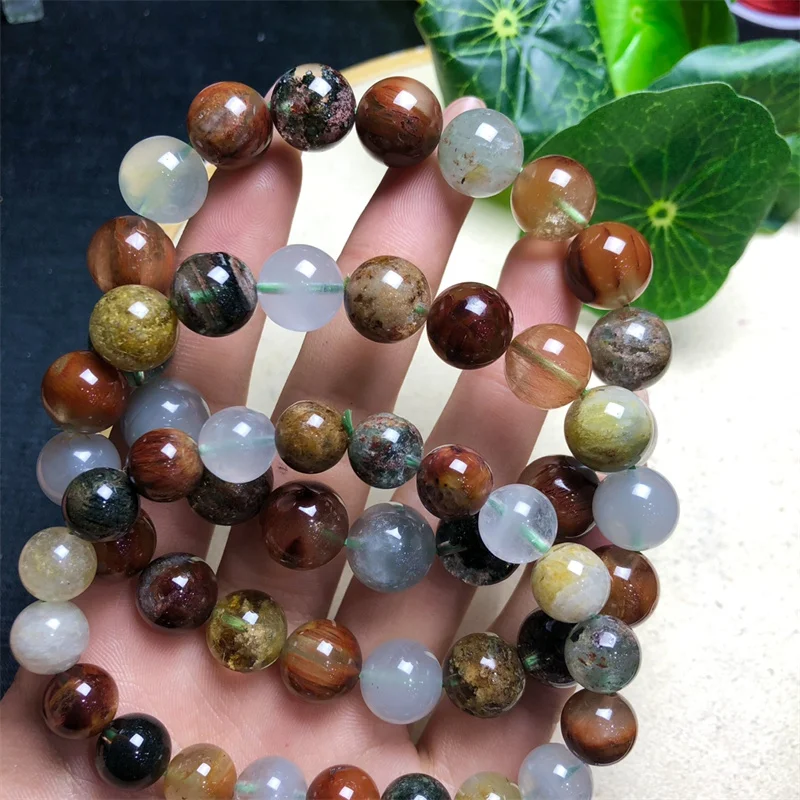 Natural Colored Garden Quartz Bracelet Round Chain Beads Jewelry For Women Friend Holiday Gift 1pcs 9/10/12/13MM