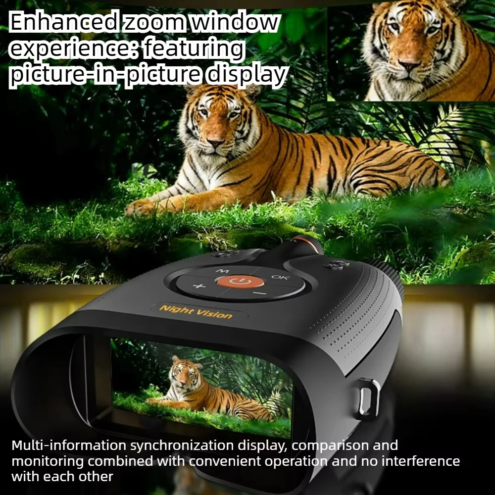 4K Ultra Night Vision Binoculars Telescope 1200m Long Range 8X 3940ft Range Full Color Photo Video with App Control 64G for Hunting Security