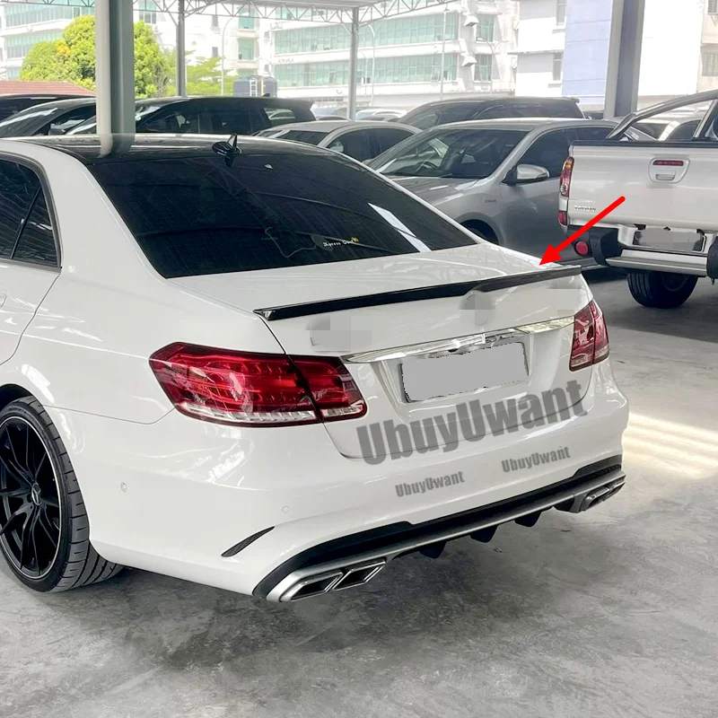 Real Carbon Fiber Trunk Spoiler for Benz E Class W212 4-Door Sedan 2010 - 2016 E200 E220 E250 E300 E350 E400 E500 E63 AMG view 2