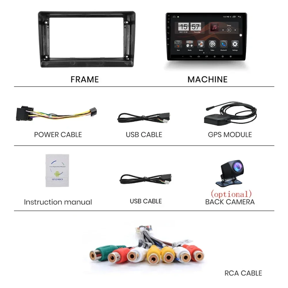 Autoradio Carplay sans fil Android 13, 5G Stéréo, Limitation, Navigation GPS, Écran de l'unité principale, KIT Année 307, 2001-2008